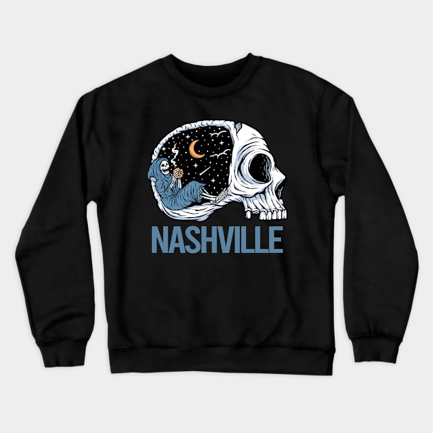 Chilling Skeleton Nashville Crewneck Sweatshirt by flaskoverhand